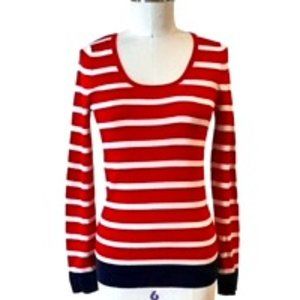Banana Republic Red, White & Navy Silk Striped Sweater - Size M